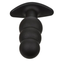 Plug Anal com Contas Rock Bottom 10 Vibrações Silicone Preto