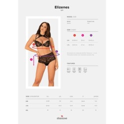Elizenes Conjunto de Sutiã de Renda de 2 Peças com Gola Halter - Preto L/XL