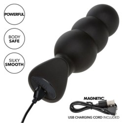 Rock Bottom Plug Anal Con Cuentas 10 Vibraciones Silicona Negro