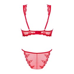 Conjunto de sutiã de renda Lonesia com saia sexy - Vermelho L/XL