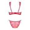 Conjunto de sutiã de renda Lonesia com saia sexy - Vermelho L/XL