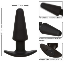 Rock Bottom Konisk Anal Plug med 10 Vibrationer, Silikone, Sort