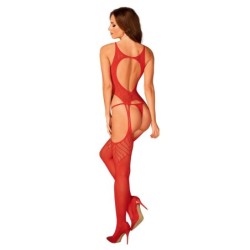 Calze a rete con design reggicalze - Rosso XL/2XL