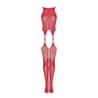 Calze a rete con design reggicalze - Rosso XL/2XL