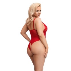 Боди с отворено дъно - Червен 2XL