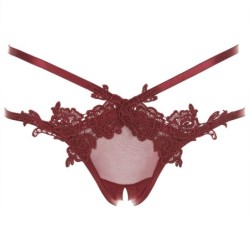 I Like It Rough Tanga com Entrepernas Abertas - Borgonha M/L