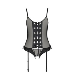 Corset Nessy cu Deschidere în Furou - Negru S/M