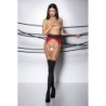 Kousen met jarretel Tiopen en open kruis - Rood L/XL