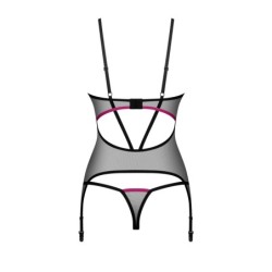 Corset et string Novenes - Noir/Pourpre M/L