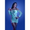 Vestito Ascension a Maniche Lunghe - Bianco/Blu Queen Size