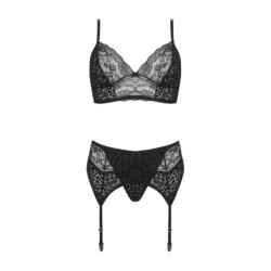 Conjunto de lencería de 3 piezas Sanne - animal negro M