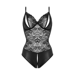 Body Vesper с отворено дъно с мокър ефект - черно L/XL