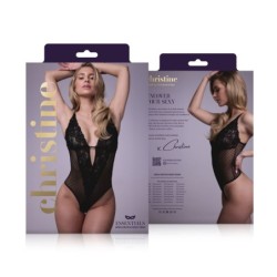 Dewi keha sensuaalne avatud jalgevahega pesu - must L/XL
