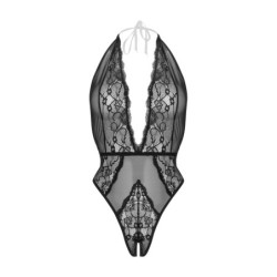 Halterteddy Dina cu crotch deschis - negru L/XL
