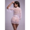 Conjunto Kimono de Encaje Floral - Blanco L/XL