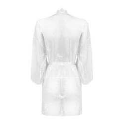 Čipkasti kimono set s cvjetnim uzorkom - Bijeli L/XL