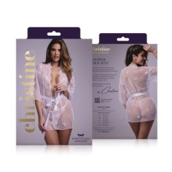 Conjunto Kimono de Encaje Floral - Blanco L/XL