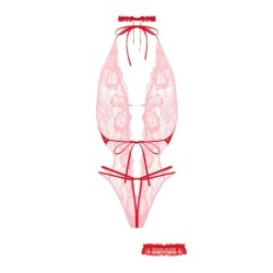 Renee open kruis bodysuit – Rood L/XL