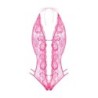 Body de renda com entrepernas aberta Renee - rosa L/XL