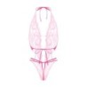 Body de renda com entrepernas aberta Renee - rosa L/XL