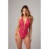 Body de renda com entrepernas aberta Renee - rosa L/XL