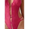 Body de renda com entrepernas aberta Renee - rosa L/XL