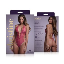 Body de renda com entrepernas aberta Renee - rosa L/XL