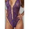 Body din dantelă cu crotch deschis Renee - violet L/XL