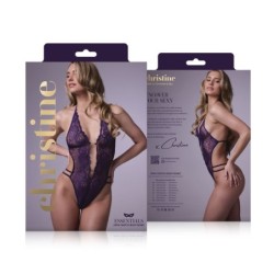 Renee mežģīņu bodijs ar atvērtu starpni - violets L/XL