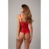 Body met wetlook effect met open kruis/cups Mistique - rood L/XL