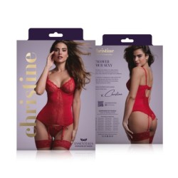 Marzia 2-osainen toppi- ja olkaimellinen setti - punainen L/XL