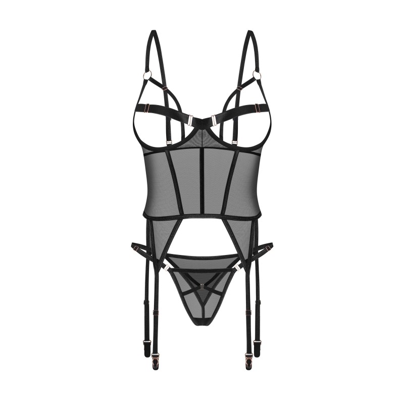 Corset și tanga Freedom Euridia - Negru M/L