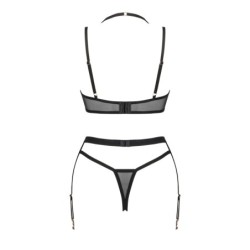 Ensemble Précieux avec Jarretière - Noir XL/2XL