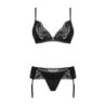Romantisches Set mit Strapsgürtel - Schwarz XL/2XL