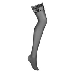 Ligas com cinta-liga de renda Maderris - Preto XL/2XL