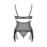 Corsé y tanga Obsessive Sherila - Negro XL/2XL