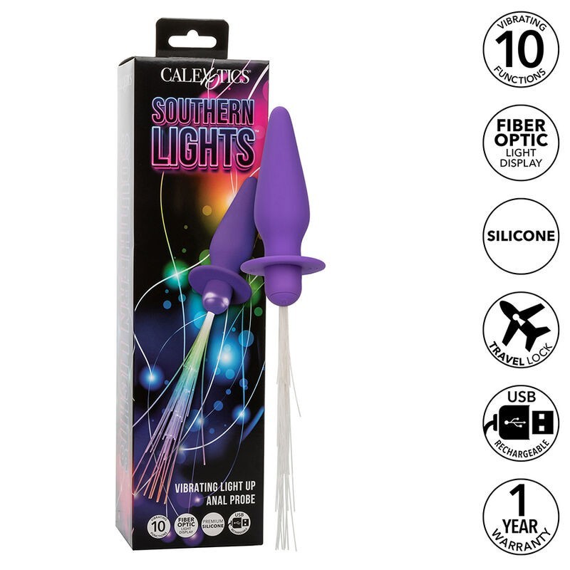 Southern Lights Light Up Plug Anal cu Lumini 10 Vibrații Silicon Violet
