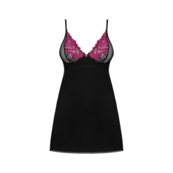 Babydoll i tange Rosenty - Crno/Ljubičasto XL/2XL