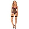 Corset com Jarreteira Rosenty - Preto/Roxo XL/2XL