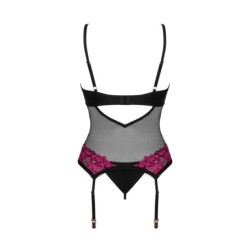 Corset com Jarreteira Rosenty - Preto/Roxo XL/2XL