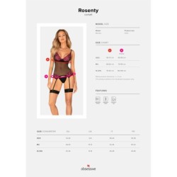 Korzet s podvazky Rosenty - Černá/Fialová XL/2XL