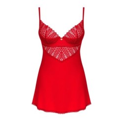Ingridia Chemise och stringtrosa - Röd XL/2XL