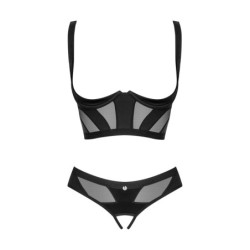 Ensemble Ouvert Deux Pièces Chic Amoria - Noir XL/2XL