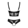 Chic Amoria zweiteiliges, offenes Set - Schwarz XL/2XL