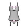 Korsett ja stringid Novenes - Must/Lilla XL/2XL
