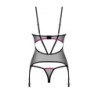 Corset et string Novenes - Noir/Pourpre XL/2XL