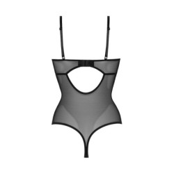 Body Vesper с отворено дъно с мокър ефект - черно 2XL