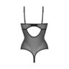 Body Vesper с отворено дъно с мокър ефект - черно 2XL