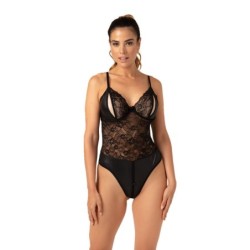 Body Vesper con entrepierna abierta efecto mojado - negro 2XL