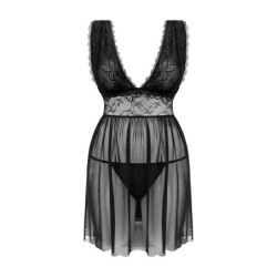 Babydoll e tanga Lieve - preto 2XL/3XL